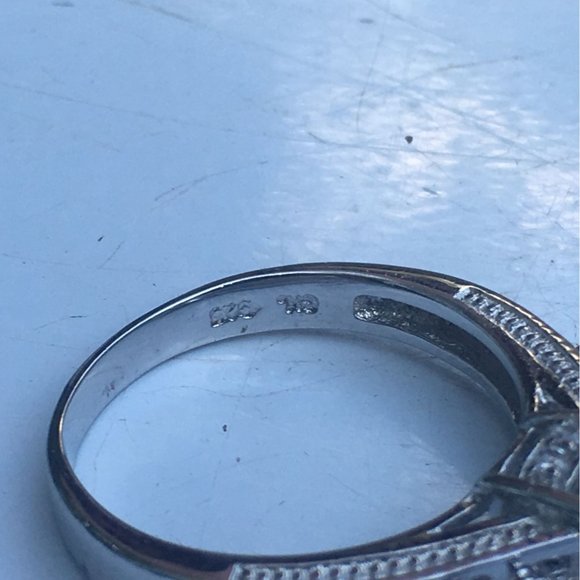Sterling Silver Solitaire With Accents Cubic Zirconia Engagement Ring, Size 9 - Picture 10 of 11